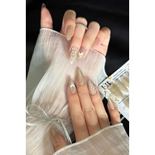 Easy Beauty Small Beden Orta Badem Kedi Gözü Tırnak 10 Adet Takma Tırnak Seti T174