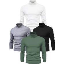 Etiler Collection 4 Adet Unisex Kaşkorse Boğazlı Full Likralı Fitilli Body Kazak
