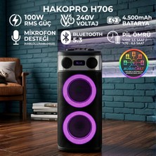 Hakopro 100W 4500 Mah Rgb Ledli Bluetooth Hoparlör H706