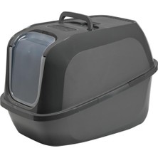 Moderna Mega Deluxe Kapalı Kedi Tuvaleti 65X48X45 cm Koyu Gri
