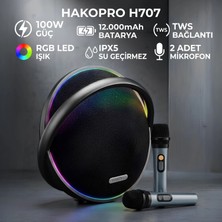 Hakopro 100W 12000 Mah Rgb Ledli Siyah Bluetooth Hoparlör Ipx5 H707S