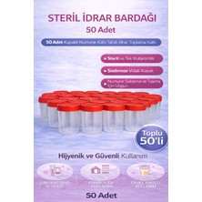 Bezos Steril Idrar Kabı Kapasiteli Numune Toplama Kabı 50 Adet