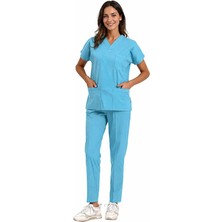 BRL Üniforma [logosuz] Bebe Mavisi / Alaskan Blue Likralı Doktor ve Hemşire Forması Unisex Cerrahi Takım | Brl Scruble