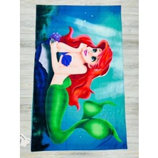 KR Kids Çocuk Deniz Kızı Desenli Büyük Baskılı Plaj Havlusu Yazlık Deniz Havlusu