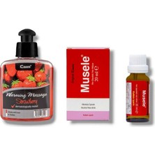 Caas Çilek Aromalı  Isıtıcılı Cinsel Masaj Yağı 100 ml + Musele Kadınlara Özel Damla