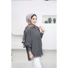 Suede Style 6394 - Şık, Rahat Viva Dantel Detaylı Kadın Gömlek