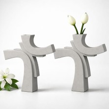 Karra Art Asimetrik Form Beton Vazo – Minimal & Sanatsal Dekor 2 Li