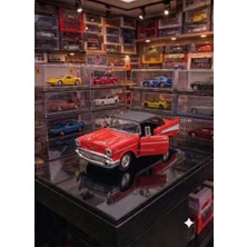 Oyuncak Sahili Chevrolet Chevy 1957 Klasık Model Metal Araba Diecast Araba Kapılar Açılır 12CM Kırmızı