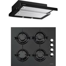  Luxell 2'li Set (DS6-905 Siyah Aspiratör /  Lx-40 Tahdf Siyah Ocak)