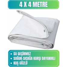 Evkar 4x4 Metre Su Geçirmez Pullu Çadır Branda Tente Yağmurluk Gölgelik 4X4M - Beyaz