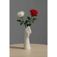 Karra Art Dekoratif El Şeklinde Beton Vazo – 14 cm Yükseklik, 6 cm Derinlik