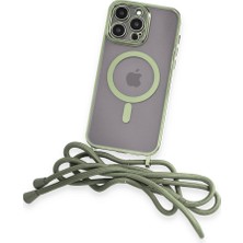 Bezos iPhone 12 Pro Max Kılıf Divo Lazer Askılı Magsafe Kapak - Koyu Yeşil