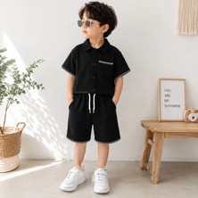 Kids Çocuk Erkek Çocuk Çoban Dikişli Gömlek ve Waffle Şort Takımı 2’li Yazlık Kombin 3-10 Yaş