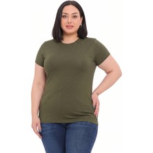 Disentis Modest Büyük Beden Bisiklet Yaka Kısa Kollu Viskon Haki Body