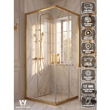 Waterline Kare Gold Profil 5 mm Temperli Cam  H190 cm