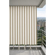 Devrim Olivya Tekstil Bej-Krem Balkon Perdesi Kornişli Bağcıklı Su Geçirmez Dış Mekan Dayanıklı Modern Balkon Brandası