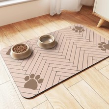 Deku Kedi Köpek Beslenme Matı 50X60 cm Pati Desenli Kaymaz, Kolay Temizlenir Mama Altlığı