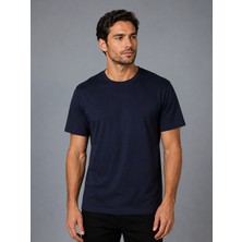 Bisse Lacivert  Bi̇si̇klet Yaka Basi̇c T-Shirt TS26Y26105_D39