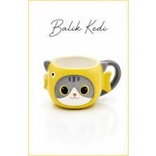 Rosie Seramik Kupa - Mug Balık Kedi Figürlü, 450 ml