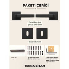 ALMITAL Terra Siyah Kare Rozetli Kapı Kolu Lüks Oda Kapı Kolu