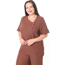 XL Modam Kadın Müslin Kumaş Pantolon Tunik Büyük Beden Takım
