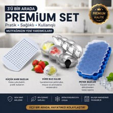 İndecor 3lü Set Buz Kalıbı Petek Buz Kalıbı Küp Buz Kalıbı Küre Buz Kalıbı  Premium Set