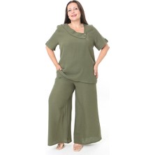 XL Modam Kadın Müslin Kumaş Pantolon Tunik Büyük Beden Takım