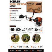 Böhrer BA011351 Marşlı + Ipli Starter Profesyonel Benzinli Yan Tırpan Çim Çalı Diken Kesme Biçme Mak