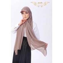 ALDAIYR Şapkalı Boneli Hazır Şal Hijab Sandy