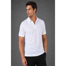 Bisse Beyaz Balenli̇ Polo Yaka Düğmeli̇ T-Shirt TS26Y26103_D01