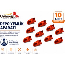 Üzümoğlu 10 Adet Depo Yemlik Aparatı Kova, Bidon ve Varil Uyumlu Tavuk, Civciv, Bıldırcın ve Kanatlı Yemlik Aparatı