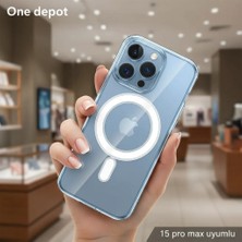 One Depot Only For Quality Life iPhone 15 Pro Max Uyumlu Kılıf M-Safe Şarj Özellikli Şeffaf Sert Pc Kapak