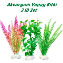 Balık Pet Plastik Süs Yapay Akvaryum Bitkisi Dekoru 20 cm 3 Lü Set