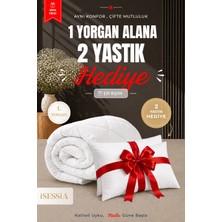 Isessia Riva Çift Kişilik Yorgan | 1 Yorgan + 2 Yastık Hediyeli | Ultra Yumuşak 4 Mevsim Konforlu Uyku Seti
