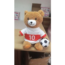 BNG STR Oyuncak Peluş Kırmızı Beyaz Formalı Futbolcu Ayıcık 45 cm