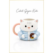 Rosie Kupa Seramik - Mug Ceket Giyen Kedi, 400 ml