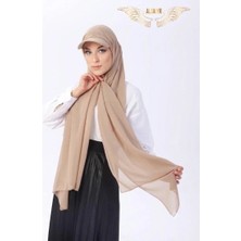 ALDAIYR Şapkalı Boneli Hazır Şal Hijab Sandy