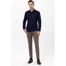 Süvari Lacivert Slim Klasik Yaka Casual Gömlek