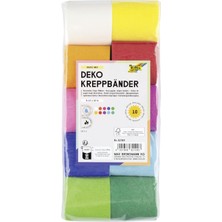 82109 - Krep Bantları, Krep Kağıdı Bandı, Farklı Renklerde 10 Rulo, Her Rulo Yakl. 5 x 10 Cm,