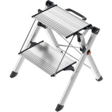 MK80 Comfortline Alüminyum Katlanır Merdiven - 150 Kg'a Kadar 2 Büyük Basamak - Entegre Kilit A�