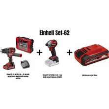 Einhell Set-62(Einhell Tp-Cd 18/70 Li-I Bl Drabeli Akülü Matkap+Einhell Tp-Cı 18/250-C Li Bl Akülü Darbeli VIDALAMA+3AH Batarya ve Şarj Cihazı)
