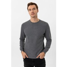 Süvari Gri Slim Bisiklet Yaka Sweatshirt