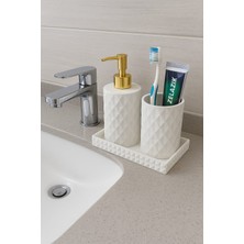 Karra Art El Yapımı Beton Banyo Seti – 3 Parça (Sabunluk, Diş Fırçalık, Tepsi)