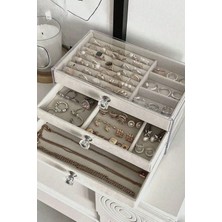Handanca Şeffaf 3 Çekmeceli Takı Organizer, Düzenli Saklama, 13X23X10 cm
