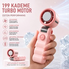 Tarçın Y19S Turbo Fan Şarjlı Mini Vantilatör 199 Kademeli Dijital Göstergeli Sessiz El Fanı