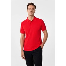 Süvari Kırmızı Slim Düğmeli Polo Yaka Tişört