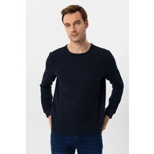Süvari Lacivert Slim Bisiklet Yaka Sweatshirt