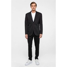 Süvari Siyah Regular Mono Yaka Torba Cep 6 Drop Klasik Ceket