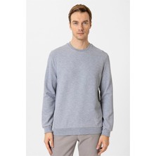 Süvari Gri Regular Bisiklet Yaka Sweatshirt