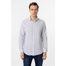 Süvari Lacivert Regular Düğmeli Yaka Düz Casual Gömlek